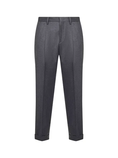 D 4.0 Grey Wool And Cashmere Flannel Tiberio Trousers In Gray
