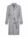 D 4.0 Grey Wool Blend Belted Coat In Gray