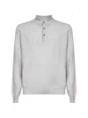 D 4.0 Grey Wool Blend Knit Long-sleeved Polo Shirt In Gray