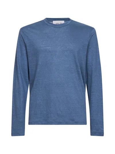 D 4.0 Light Blue Linen Jersey Long-sleeved T-shirt
