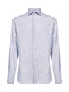 D 4.0 Light Blue Micro Pattern Jacquard Cotton Shirt In Blue