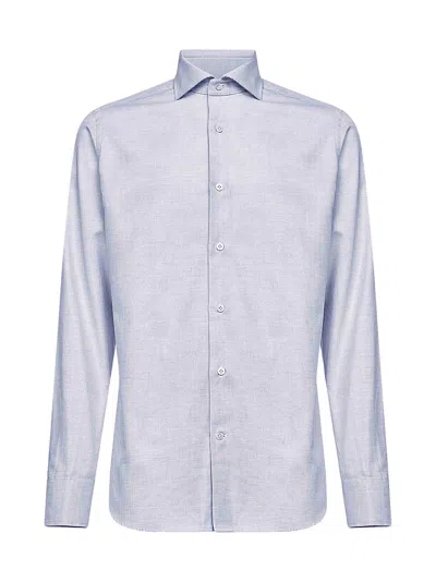 D 4.0 Light Blue Micro Pattern Jacquard Cotton Shirt