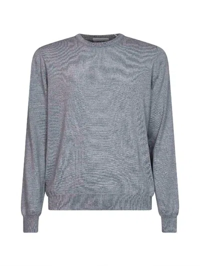D 4.0 Light Grey Virgin Wool Knit Crewneck Sweater<br/>