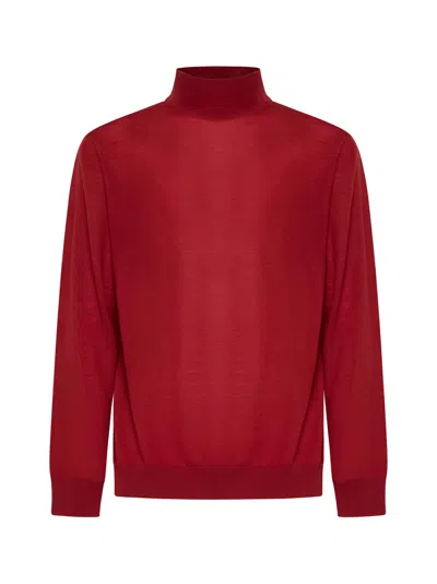D 4.0 Mock Neck Virgin Wool Sweater In Red