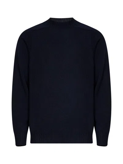 D 4.0 Navy Blue Wool Knit Turtleneck Sweater