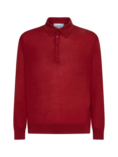 D 4.0 Red Virgin Wool Knit Polo Shirt