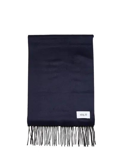 D 4.0 Silk Cashmere Fringed Scarf In Blue