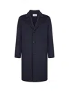D 4.0 Blue Double Wool Single-breasted Coat In Navy