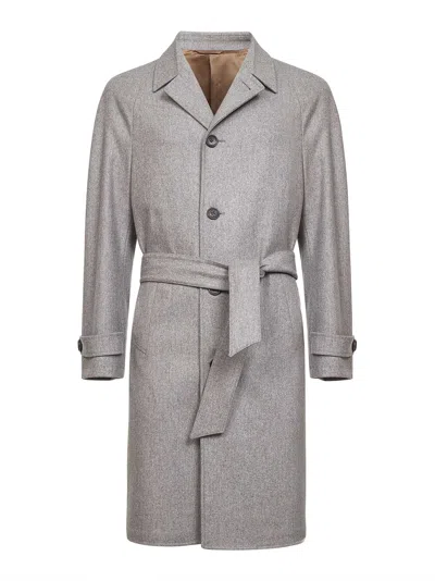D 4.0 Stone Virgin Wool Belted Coat In Sand