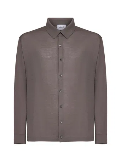D 4.0 Taupe Virgin Wool Knit Shirt In Gray