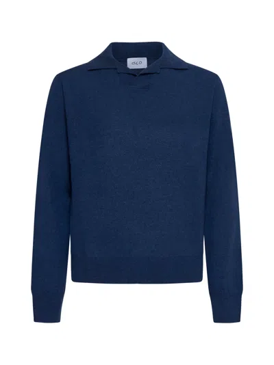 D 4.0 V-neck Ribbed-cuff Polo Shirt In Blue