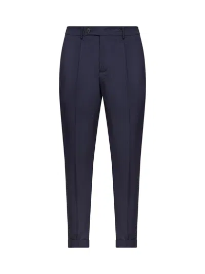D 4.0 Virgin Wool Blend Trousers In Blue