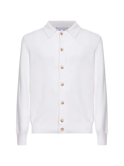D 4.0 White Cotton And Cashmere Knit Cardigan