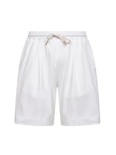 D 4.0 White Cotton Jersey Bermuda Shorts With Pleat In Multi