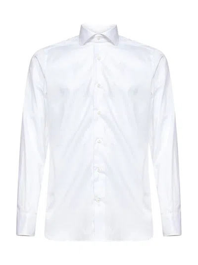 D 4.0 White Cotton Poplin Shirt