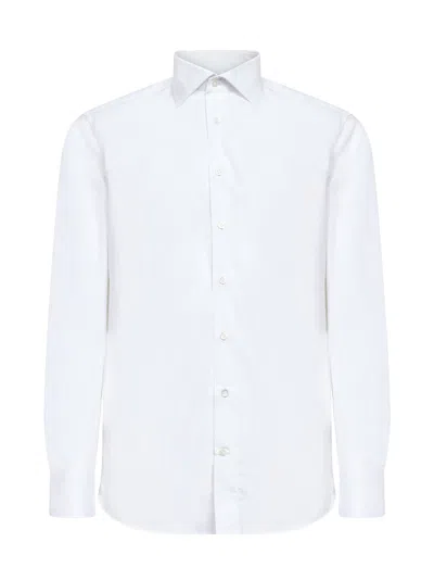 D 4.0 White Cotton Poplin Shirt