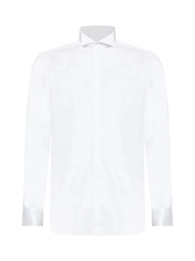 D 4.0 White Cotton Wing Collar Shirt