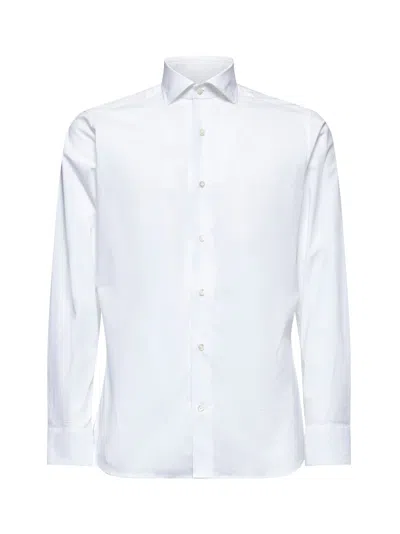 D 4.0 White Stretch Cotton Classic Shirt