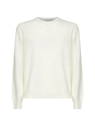 D 4.0 White Wool And Cashmere Blend Crewneck Sweater In Multi