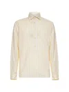 D 4.0 Yellow Striped Cotton And Linen Polo Shirt-like Shirt In Blue