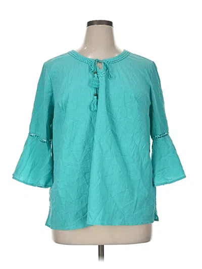 Pre-owned D&co. 3/4 Sleeve Blouse In Blue