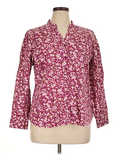 Pre-owned D&co. 3/4 Sleeve Blouse In Burgundy