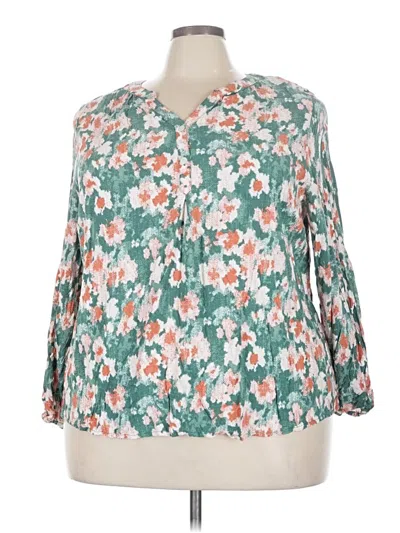 Pre-owned D&co. 3/4 Sleeve Blouse In Green