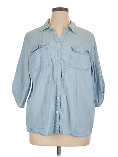 Pre-owned D&co. 3/4 Sleeve Button Down Shirt In Blue