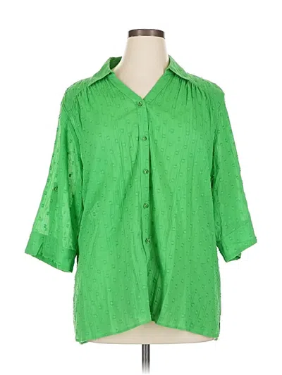 Pre-owned D&co. 3/4 Sleeve Button Down Shirt In Green