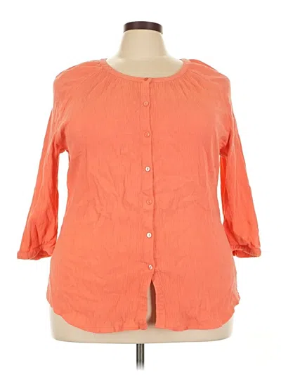 Pre-owned D&co. 3/4 Sleeve Button Down Shirt In Orange