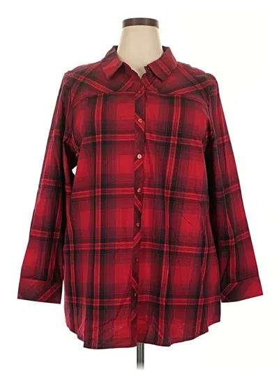 Pre-owned D&co. 3/4 Sleeve Button Down Shirt In Red