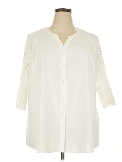 Pre-owned D&co. 3/4 Sleeve Button Down Shirt In White