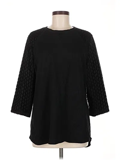 Pre-owned D&co. 3/4 Sleeve Top Black Crew Neck Tops