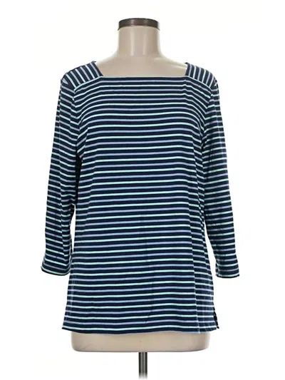 Pre-owned D&co. 3/4 Sleeve Top Blue Boatneck Tops