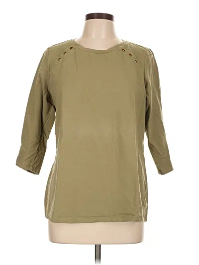 Pre-owned D&co. 3/4 Sleeve Top Green Boatneck Tops