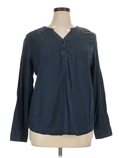 Pre-owned D&co. Long Sleeve Blouse In Blue