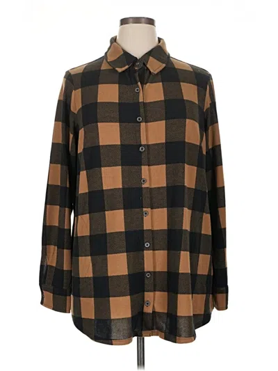 Pre-owned D&co. Long Sleeve Blouse In Brown