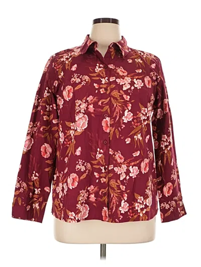 Pre-owned D&co. Long Sleeve Button Down Shirt In Burgundy