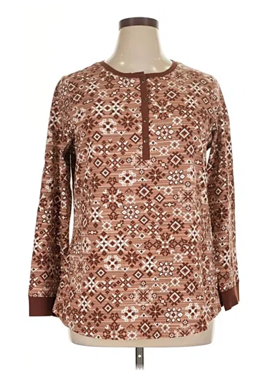 Pre-owned D&co. Long Sleeve Henley Shirt In Brown