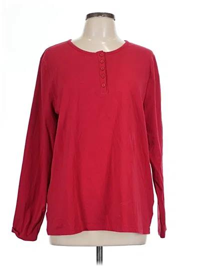 Pre-owned D&co. Long Sleeve Henley Shirt In Red