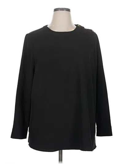 Pre-owned D&co. Long Sleeve Top Black Boatneck Tops