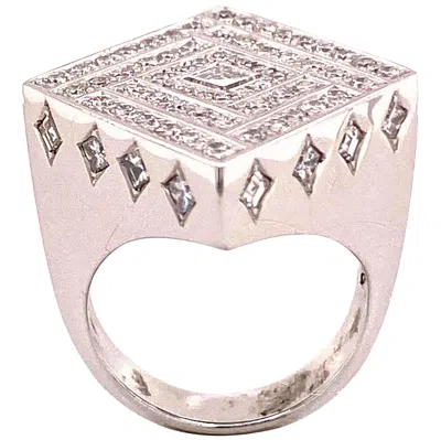 Pre-owned D&co. Rhombic Shaped Diamond Ring In 18 Karat White Gold