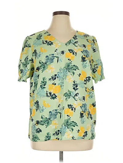 Pre-owned D&co. Short Sleeve Blouse In Green