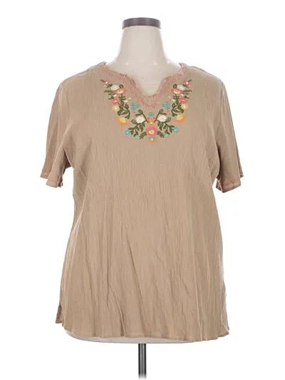 Pre-owned D&co. Short Sleeve Blouse In Tan