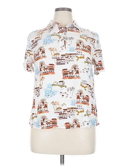 Pre-owned D&co. Short Sleeve Blouse In White