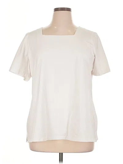 Pre-owned D&co. Short Sleeve Top Ivory Crew Neck Tops