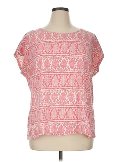 Pre-owned D&co. Short Sleeve Top Pink Boatneck Tops