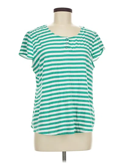 Pre-owned D&co. Short Sleeve Top Teal Scoop Neck Tops
