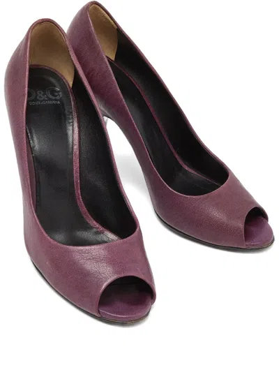Pre-owned D&g  105mm Peep-toe Leather Pumps