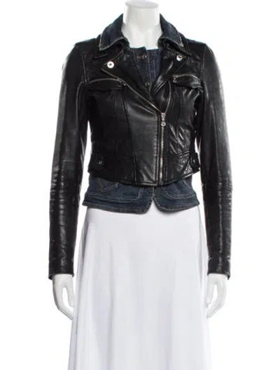 Pre-owned D&g 2000's Leather Biker Jacket In Multi